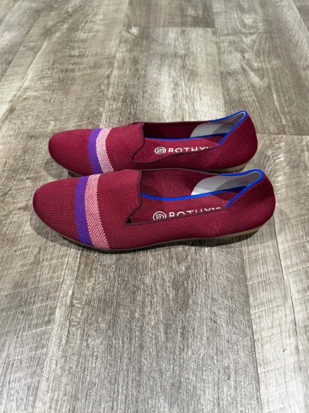 Rothy’s Garnet Reflective Stripe Loafers EUC Womens size 10